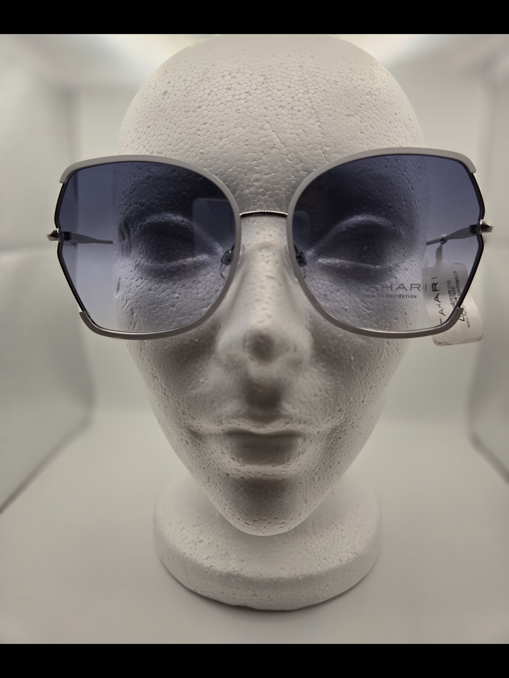 Tahari Women's Chic White Silver Metal Frame Sunglasses Butterfly Statement Bold